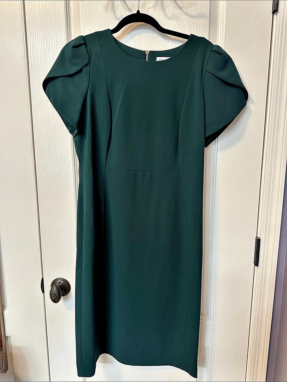 Calvin Klein Women's Round-Neck Short-Sleeve Sheath Dress Green 14